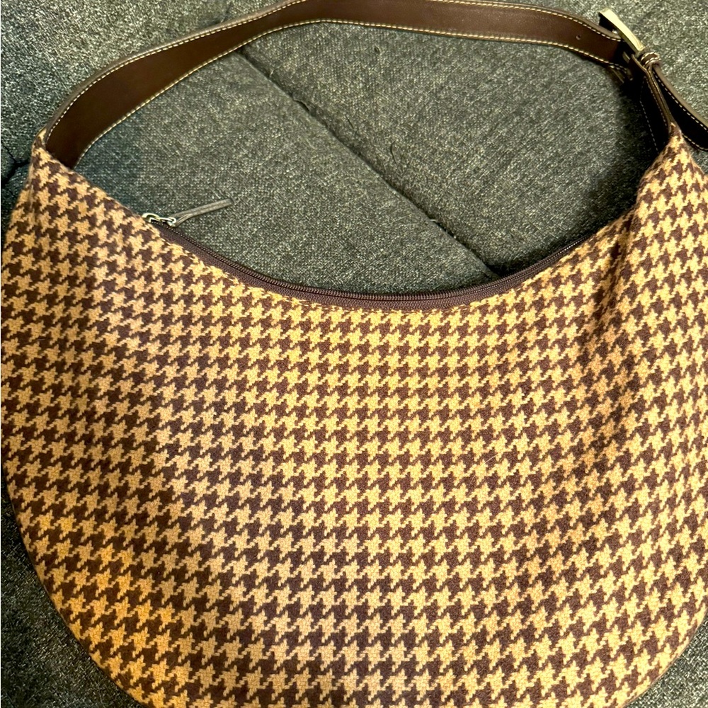 Lauren Ralph Lauren Shoulder Hobo Crescent Woven Wool Bag